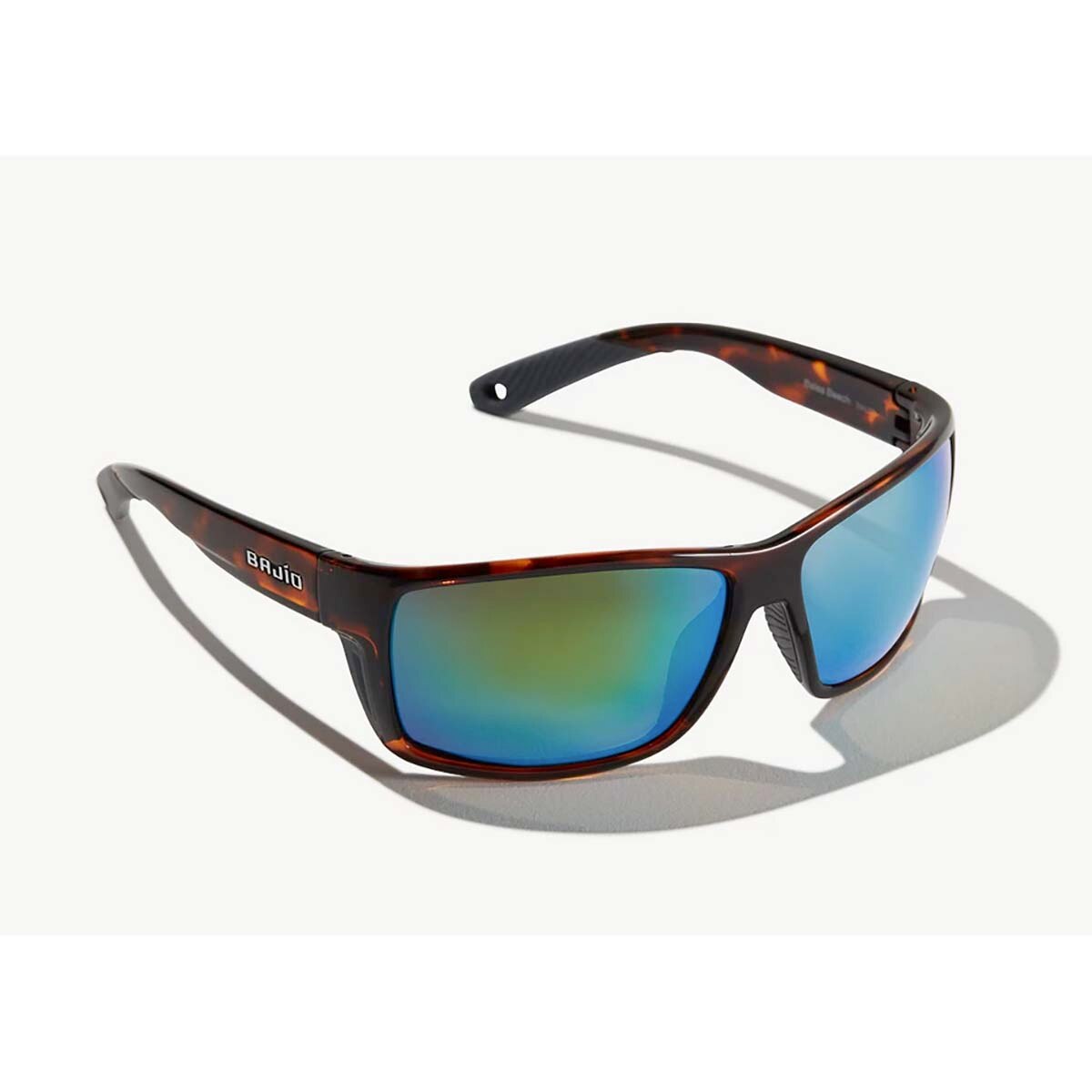 Bajio Bales Beach Sunglasses Polarized in Dark Tortoise Gloss with Green Glass